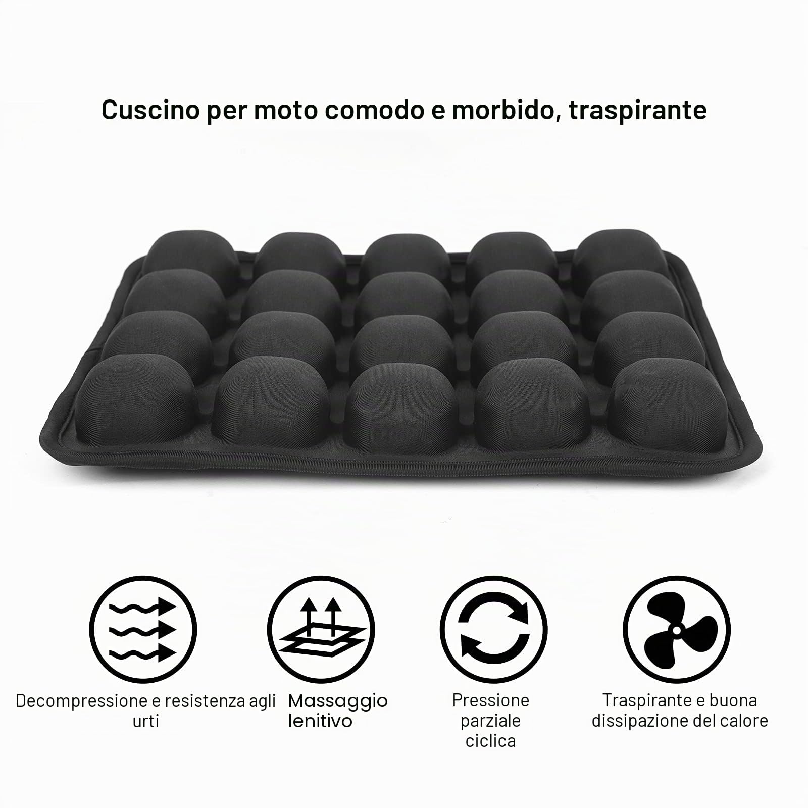 Cuscino per Sella Moto, Aria Sedile Tampone Acqua Raffreddamento Cuscino Sedile per Selle Crociera Cruiser (30 X 23 cm per Passagiere)