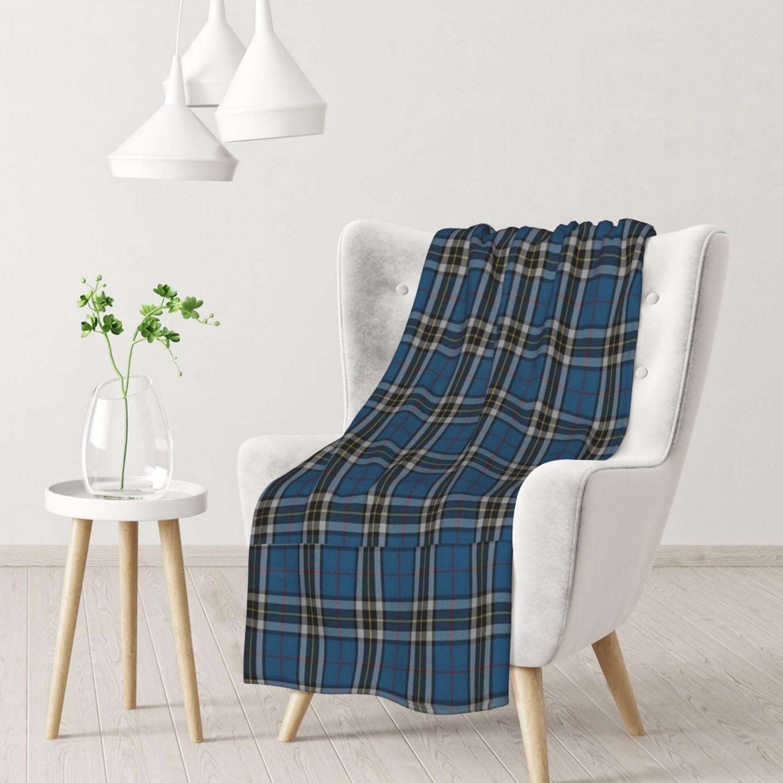 Blanket,Warm Flannel Blanket Throw/Blanket Bed Throw for Sofa Office 102X 76 cm,Thomson Dress Tartan Blue