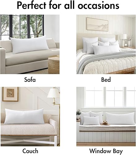 Miniatura 5 de MIULEE - Inserto de almohada de 14 x 36 pulgadas, cojín premium rectangular de microfibra virgen para sofá, cama, sillón