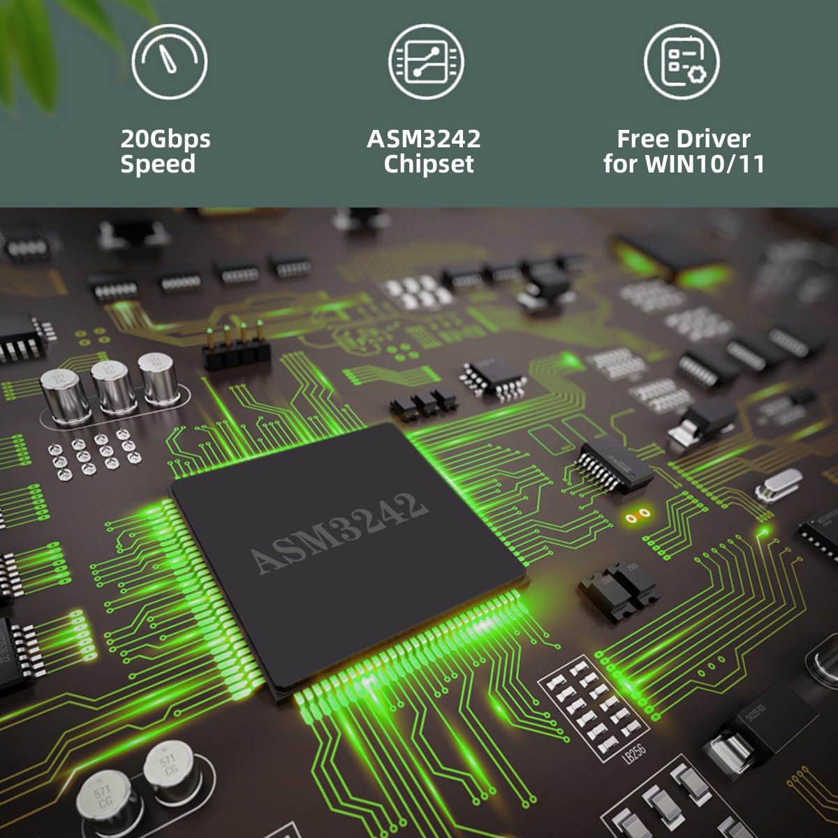 20 Gb/s USB 3.2 Gen2 typ E IDC panel przedni gniazdo do PCI-E 4X Express adapter karty ASM3242 Chipset do płyty głównej komputera stacjonarnego
