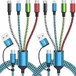 Cruise Essentials 2026 4 in 2 Multi Charging Cable with Dual Type C Port, USBA/C Charging Cords for Multiple Devices,Travel Phone Charger Cord for iPhone 17-11/Galaxy/Tablets/PS Home,Office,2Pack 5FT | Dual Type C Port Phone Charger Cord for Multiple