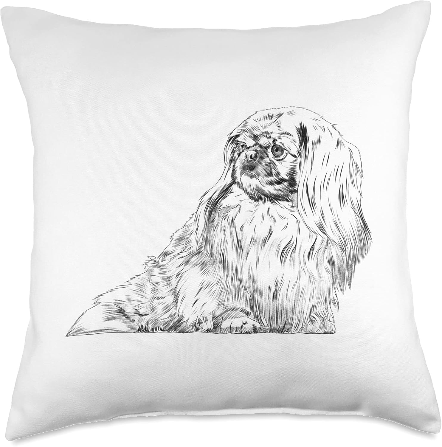 Sitting Dog Pekingese Throw Pillow