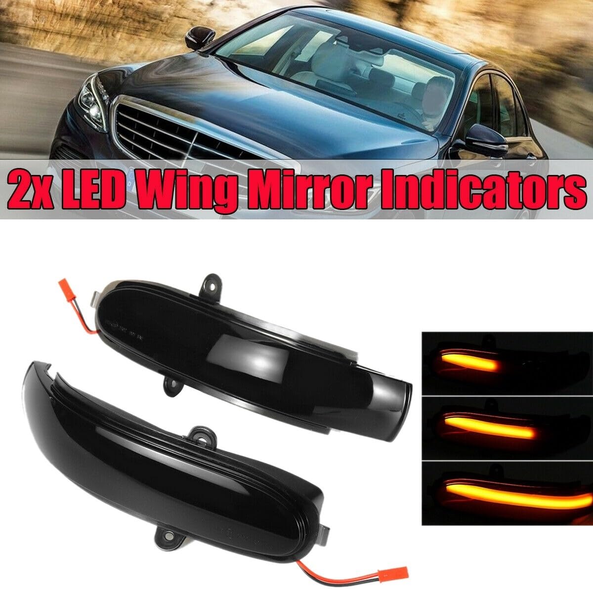 SYLTER Intermitentes AutomóViles Luz LED Intermitente Espejo Retrovisor Coche Intermitente Secuencial Dinámico para Mercedes Clase C W203 para T-Modell Intermitente Espejo Lateral