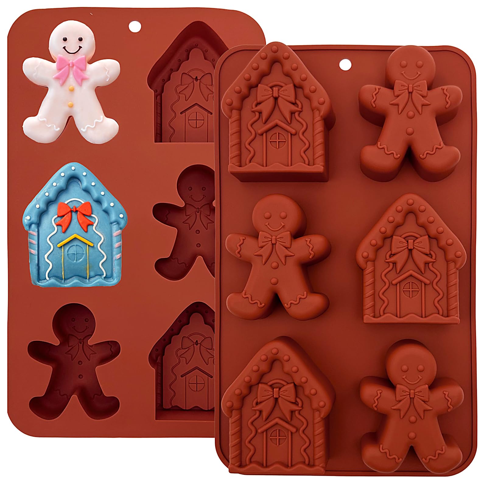 Christmas Silicone Molds For Baking Large Christmas Chocolate Mold 3D Shape Gingerbread Man Candy House Cake Molds for Soap Jello Chocolate Cake