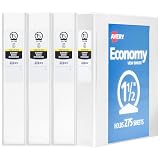 Avery® Standard View 3 Ring Binders, 1.5" Round Rings, White, Pack of 4 – view 1