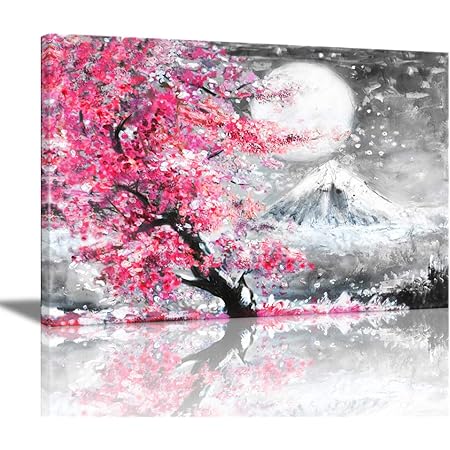 Amazon Co Jp アートパネル 富士山と月の下の桜 絵画 モダン オシャレ インテリア 壁飾り アートポスター Hdしゃしん 木枠付きの完成品 装飾 軽くて取り付けやすい 40x60cm 桜の花5 ホーム キッチン