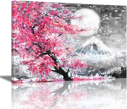 Amazon Co Jp アートパネル 富士山と月の下の桜 絵画 モダン オシャレ インテリア 壁飾り アートポスター Hdしゃしん 木枠付きの完成品 装飾 軽くて取り付けやすい 60x90cm 桜の花5 ホーム キッチン