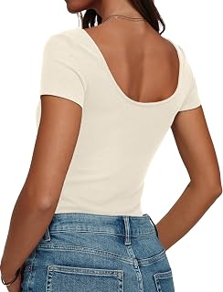 Camisetas cortas para mujer, manga corta, cuello barco, para verano, 2025