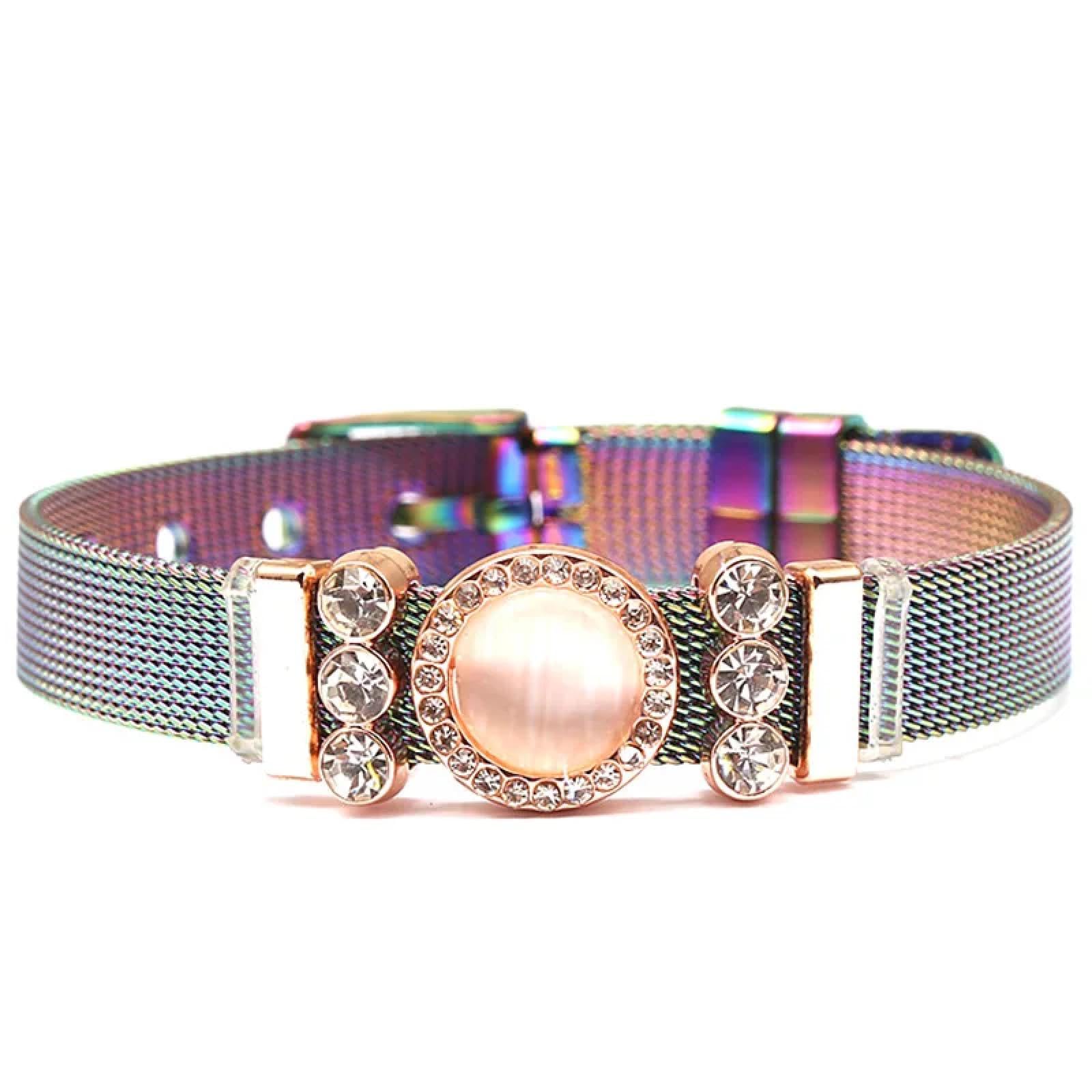 Pulseras de malla unisex estilo punk y boho con abalorios ajustables 3