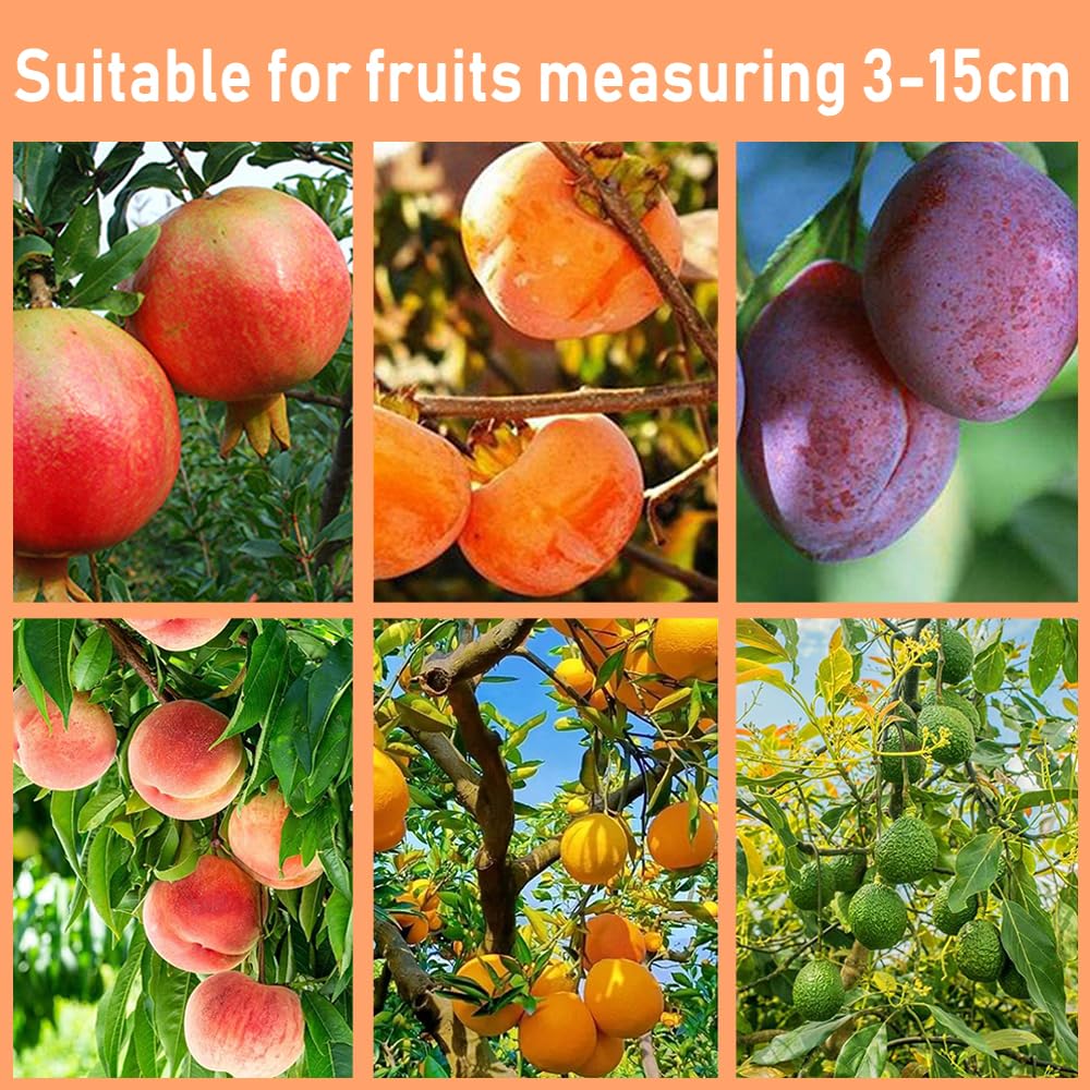 MANGLI 4,2 m raccogli frutta, raccogli mele, con manico telescopico, raccogli ciliegie in acciaio inox e sacchetto di cotone, raccogli frutta per ciliegie, pere, agrumi, pesche