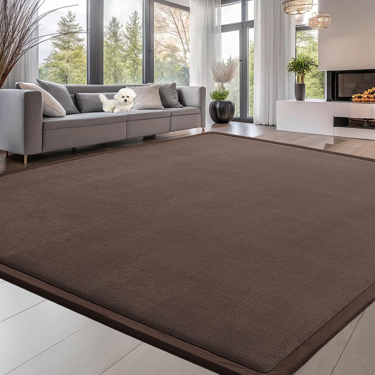 Tapis de jeu antidérapant pour tout-petits en mousse épaisse couleur café