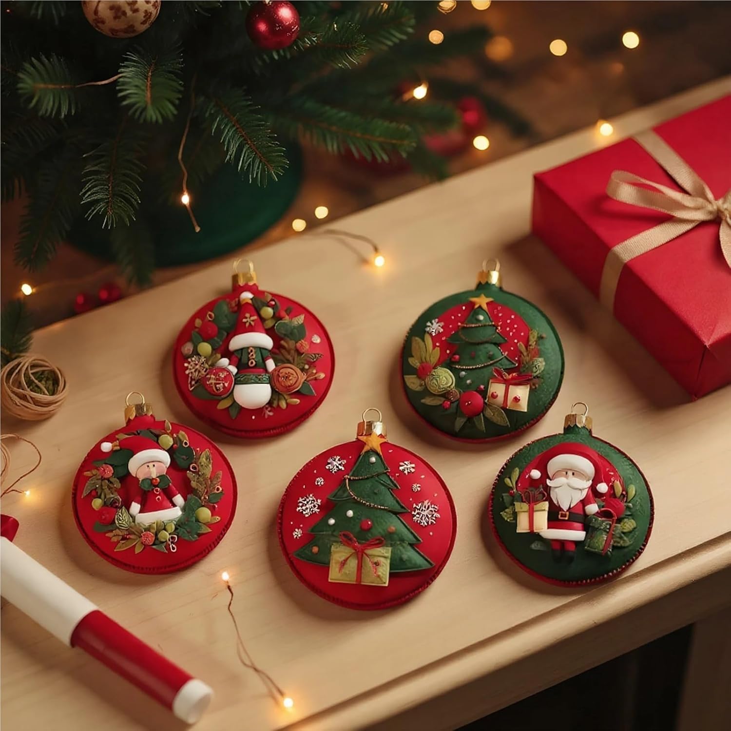 pureza DIY Christmas Felt Patch Kit - Multi-Purpose Holiday Shapes for Beginners - Handmade Gifts for Creative Projects(Style c 5PCS)