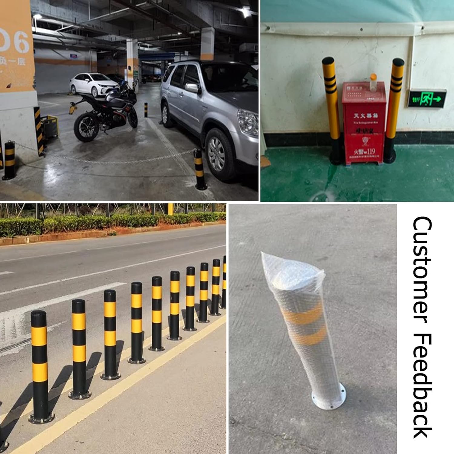 Générique Poteaux de signalisation réfléchissants Jaunes - Borne en Acier Durable de 50 cm (20 po) pour Le Blocage des allées, la sécurité des stationnements et Le balisa