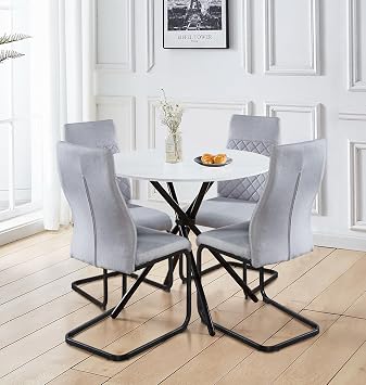 Hallowood Furniture Cullompton 90cm Round Dining Table and Chairs Set 4