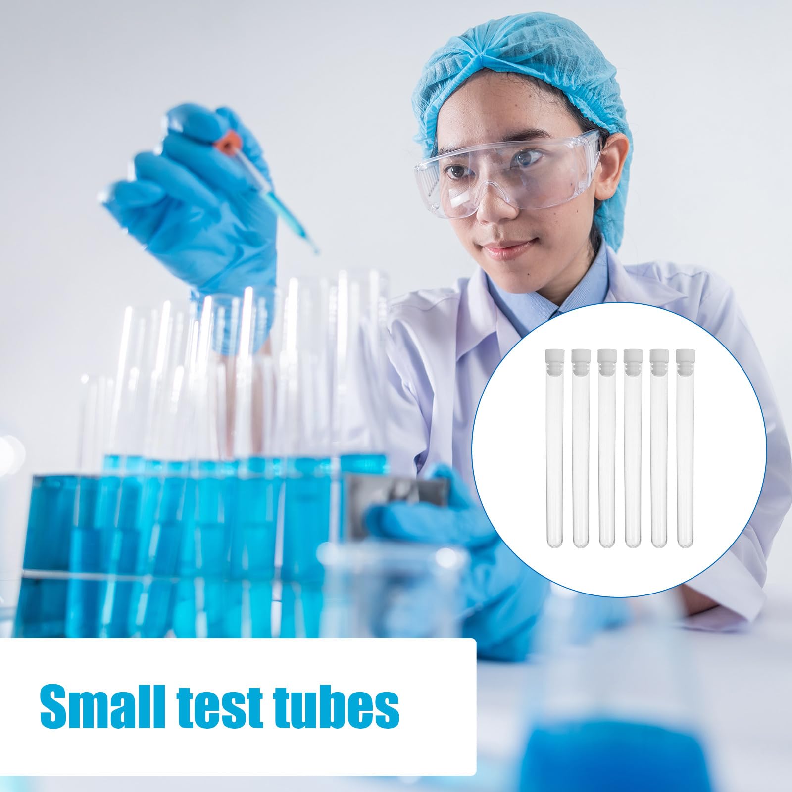 Provette Plastica Trasparenti 100 Pezzi Tappo, Custodia per Aghi da Cucito Leggera e Portatile, per Case e Laboratori