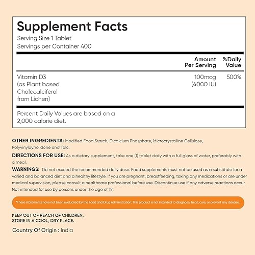 Miniatura 4 de WeightWorld Vitamina D3 4000 UI  400 tabletas de vitamina D de alta resistencia (suministro de 1 año)