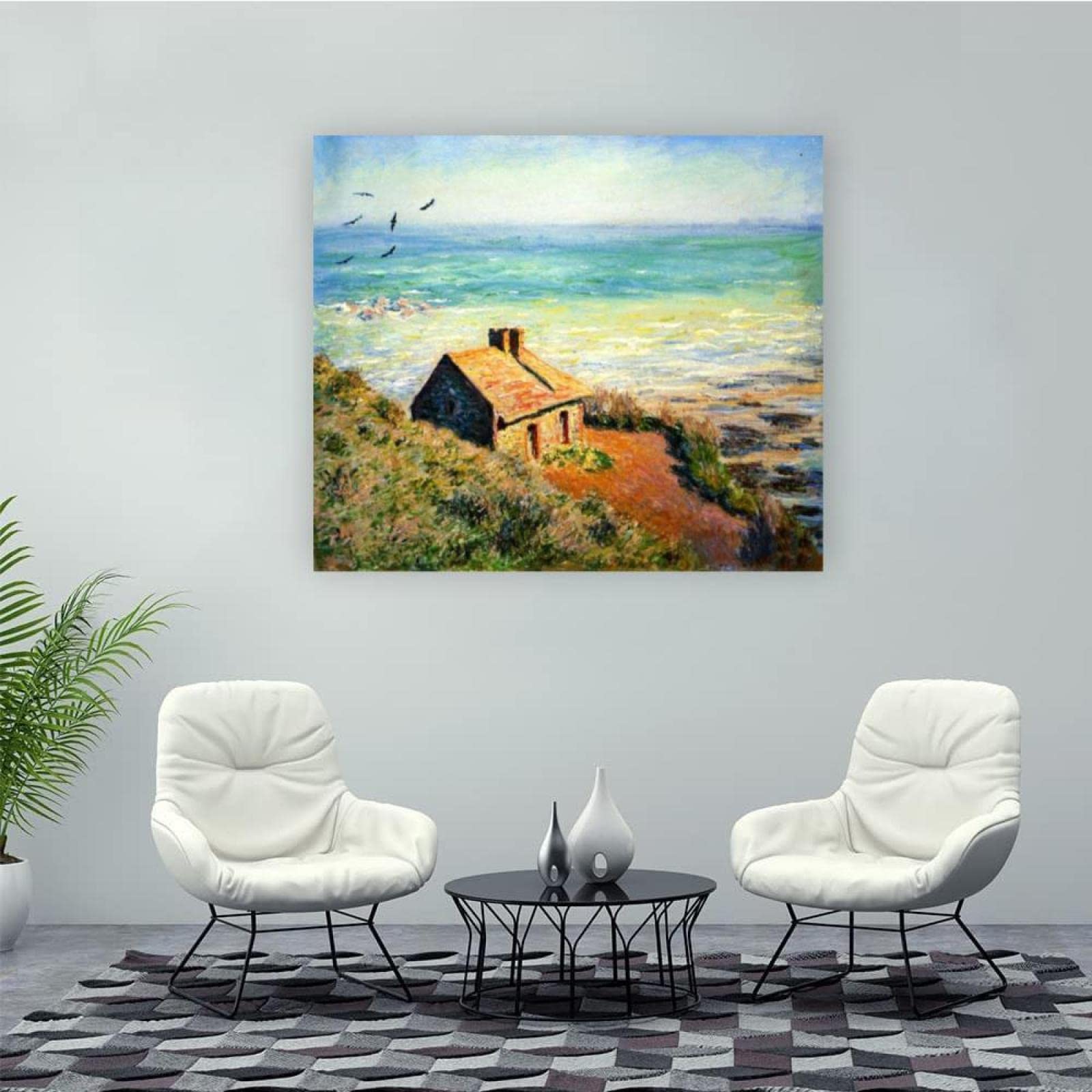 JZSDGB enmarcado-Claude Monet Pintura Reproducción de Carteles Cuadro en lienzo-impresión Obras de Arte-paisaje Cuadros famosos impreso sobre lienzo(La Aduana) 20x24cm(8x9in)