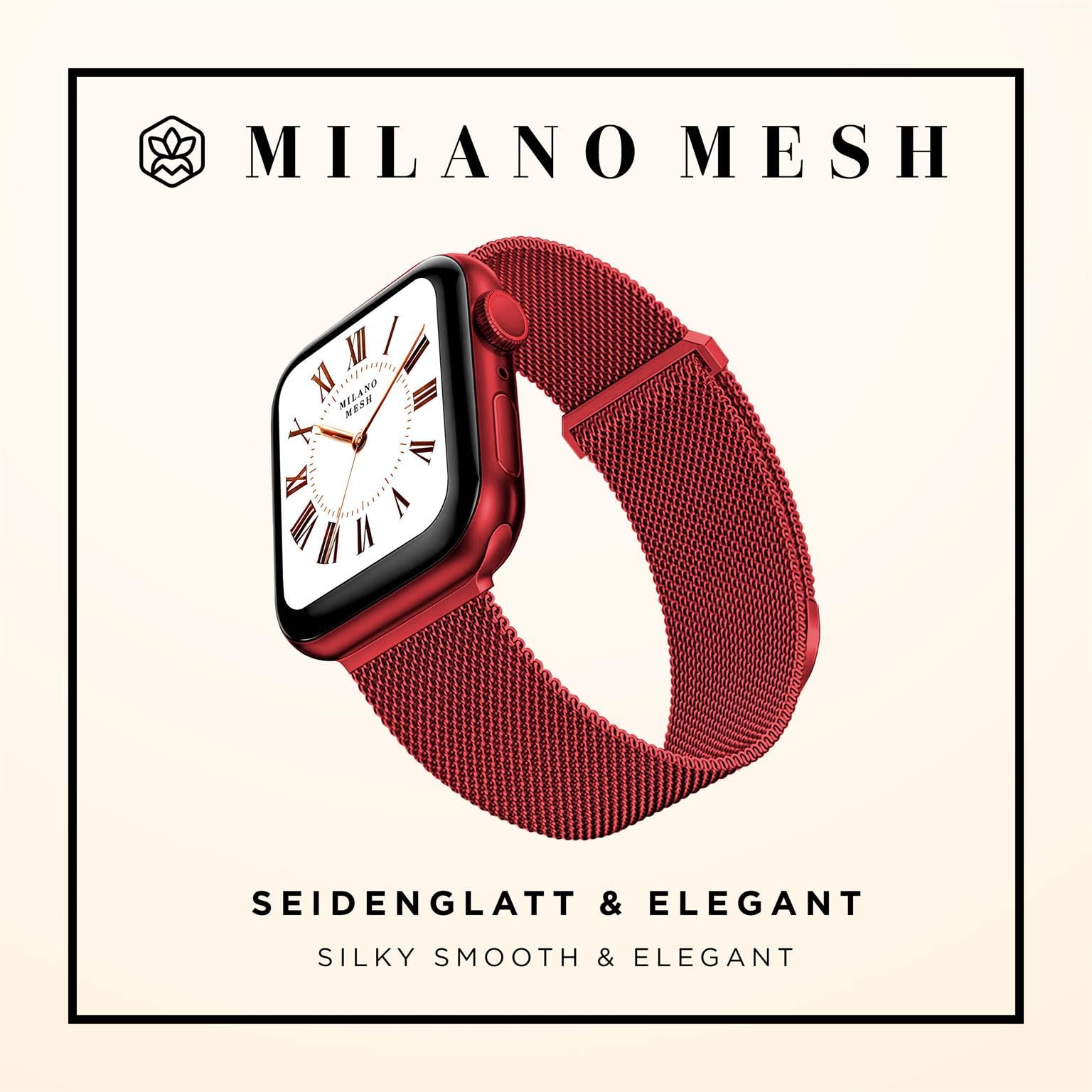 ONEFLOW Milano Mesh kompatibel mit Apple Watch, Milanaise Armband, Metallarmband elegant Milanese Loop Edelstahl Band Magnetisch, iWatch Armbänder Metall Damen