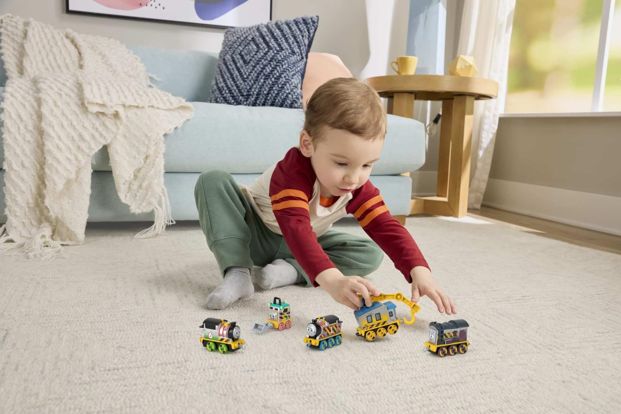 Thomas y sus Amigos Conjunto de vehículos Equipo de construcción, cinco locomotoras metálicas de juguete para empujar para niños y niñas de preescolar a partir de 3 años, JBW26
