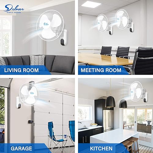 Miniatura 7 de Simple Deluxe Ventilador de montaje en pared de 16 pulgadas con control remoto, 3 modos oscilantes, 3 velocidades, temporizador, 1 paquete