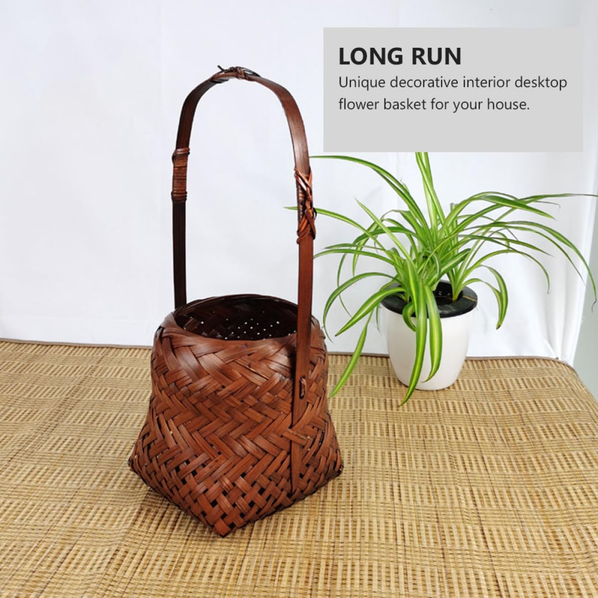 Amosfun 2pcs Retro Flower Basket Chinese-style Storage Hand Basket for Flowers Home Coffee Color for Organizing Items Decorations