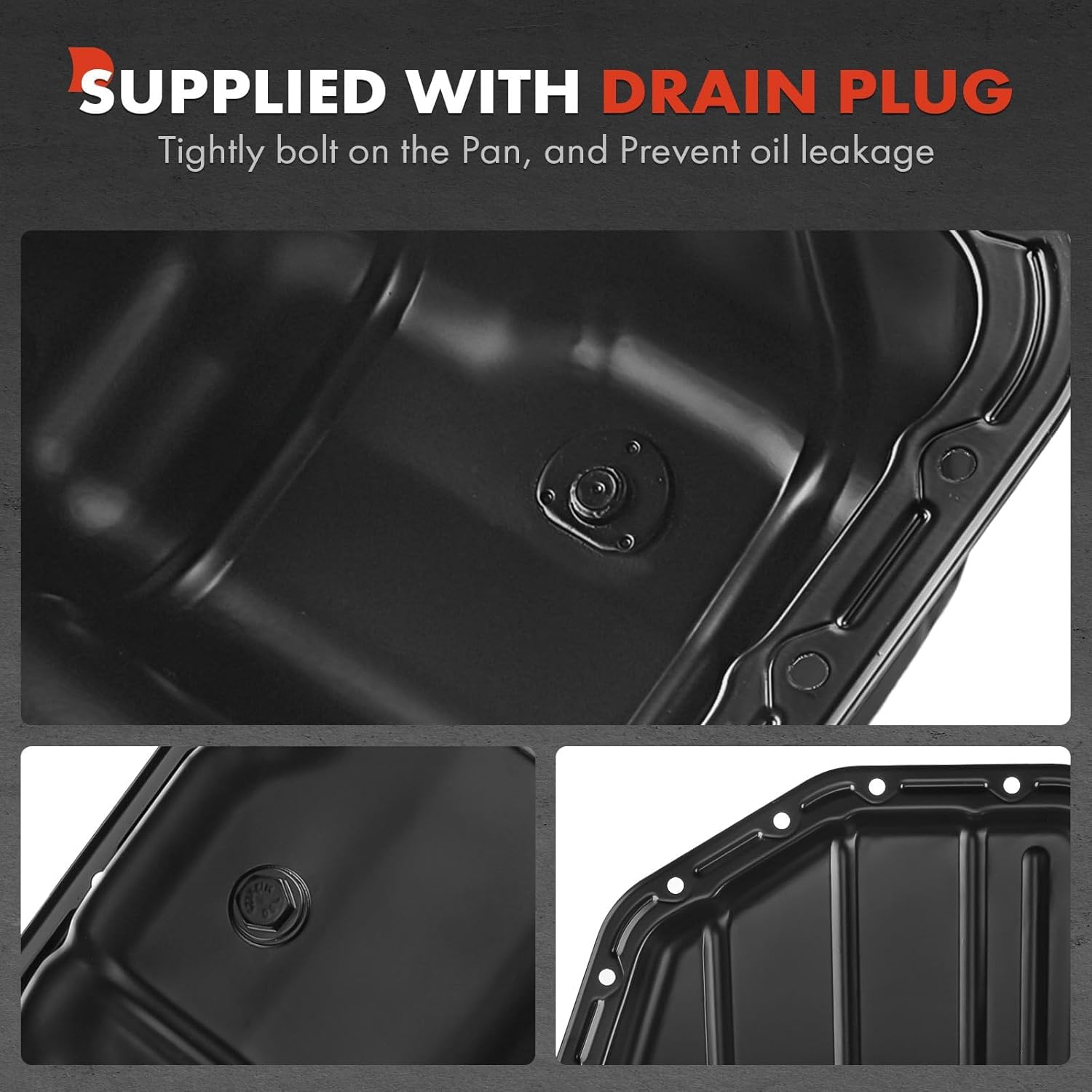 A-Premium Lower Engine Oil Pan Sump with Drain Plug Compatible with Lexus LX450 1996-1997, Toyota Land Cruiser 1993-1997, L6 4.5L