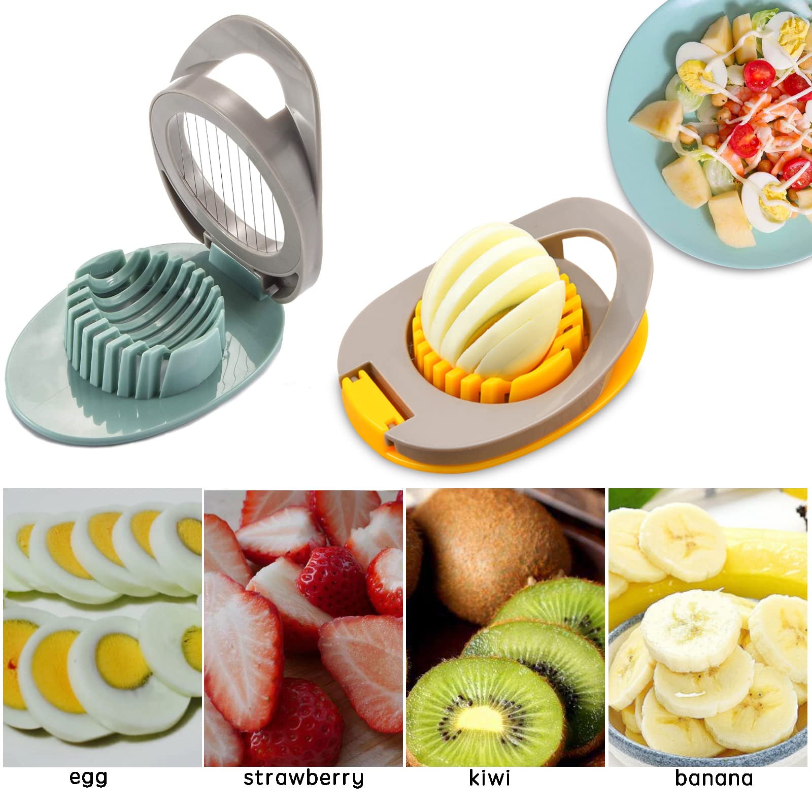 Coupe-œufs 2 En 1 En Acier Inoxydable - Trancheuse Pour œufs Durs, Fraises, Kiwis, Aliments Mous