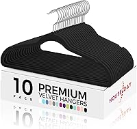 Vista 1 de HOUSE DAY Perchas de terciopelo de alta calidad para ropa antideslizantes, de fieltro flocado, resistentes, duraderas, para abrigos y trajes