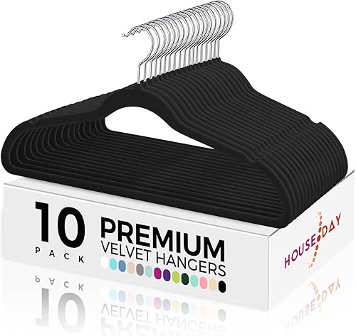 HOUSE DAY Perchas de terciopelo de alta calidad para ropa antideslizantes, de fieltro flocado, resistentes, duraderas, para abrigos y trajes,