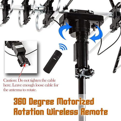 Miniatura 4 de Five Star Antena de TV HD para exteriores más fuerte de hasta 200 millas de largo alcance con rotación motorizada de 360 grados, radio UHFVHFFM con