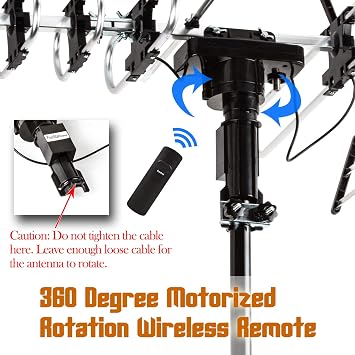 FiveStar Outdoor HD TV Antenna 2019 Model, Up to 200 Miles Long Range, Electric 360 Degree Rotation, UHF/VHF/FM Radio with Infrared Remote Control, Advanced Design