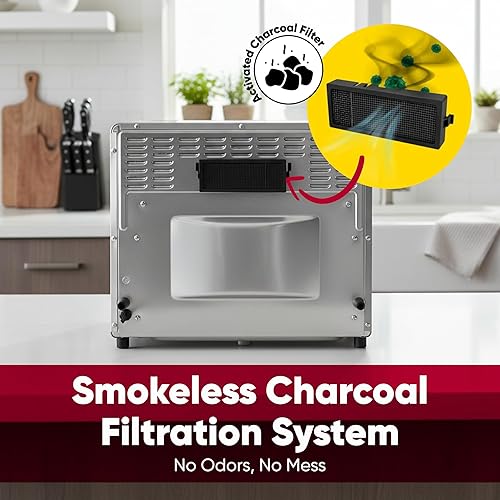 Miniatura 9 de Horno freidora de aire, horno tostador 10 en 1 de 26 cuartos de galón y freidora de aire, freír, hornear, asar, asar y más, puertas francesas de