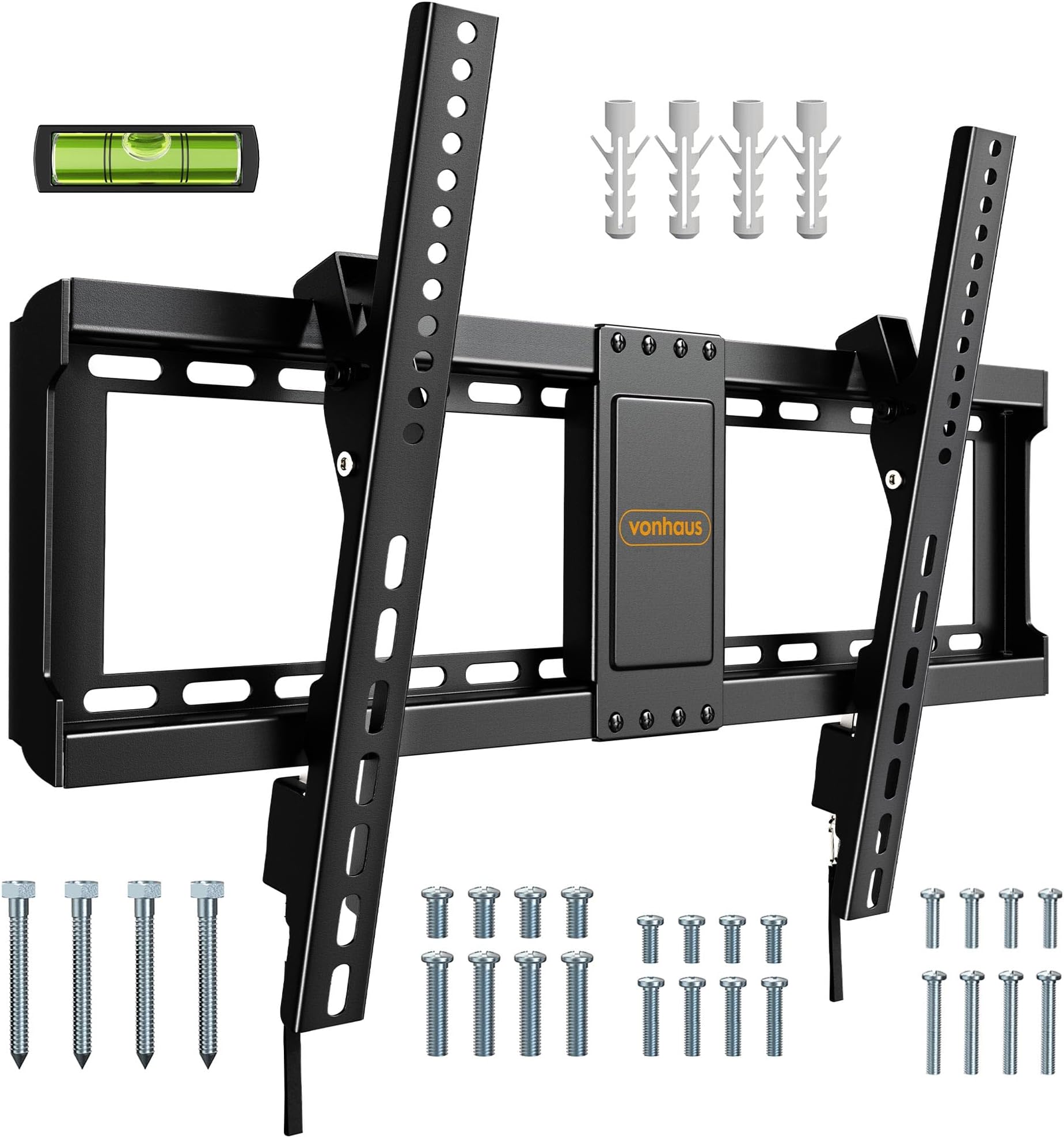 VonHaus Tilt TV Wall Bracket for 37-85" Screens, Tilting Flat to Wall Mount with Quick Release Straps, 75kg Capacity, Max VESA: 400x600mm, for Curved and Flat TV's