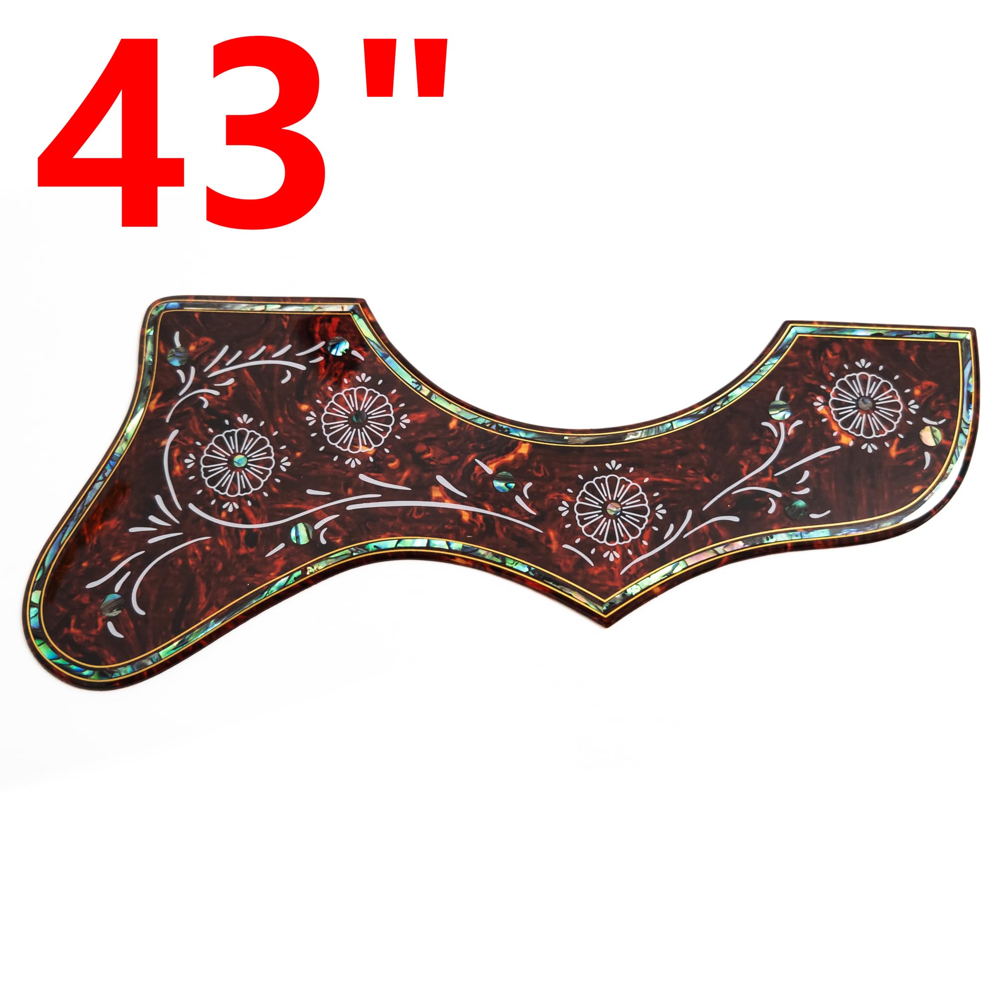 Pickguard do gitary akustycznej, do Gibson J-200 SJ-200, grubość 2 mm, z prawdziwą muszlą abalone, korona, samoprzylepna, uniwersalne dopasowanie do gitary 100 cm, chroni przed zarysowaniami