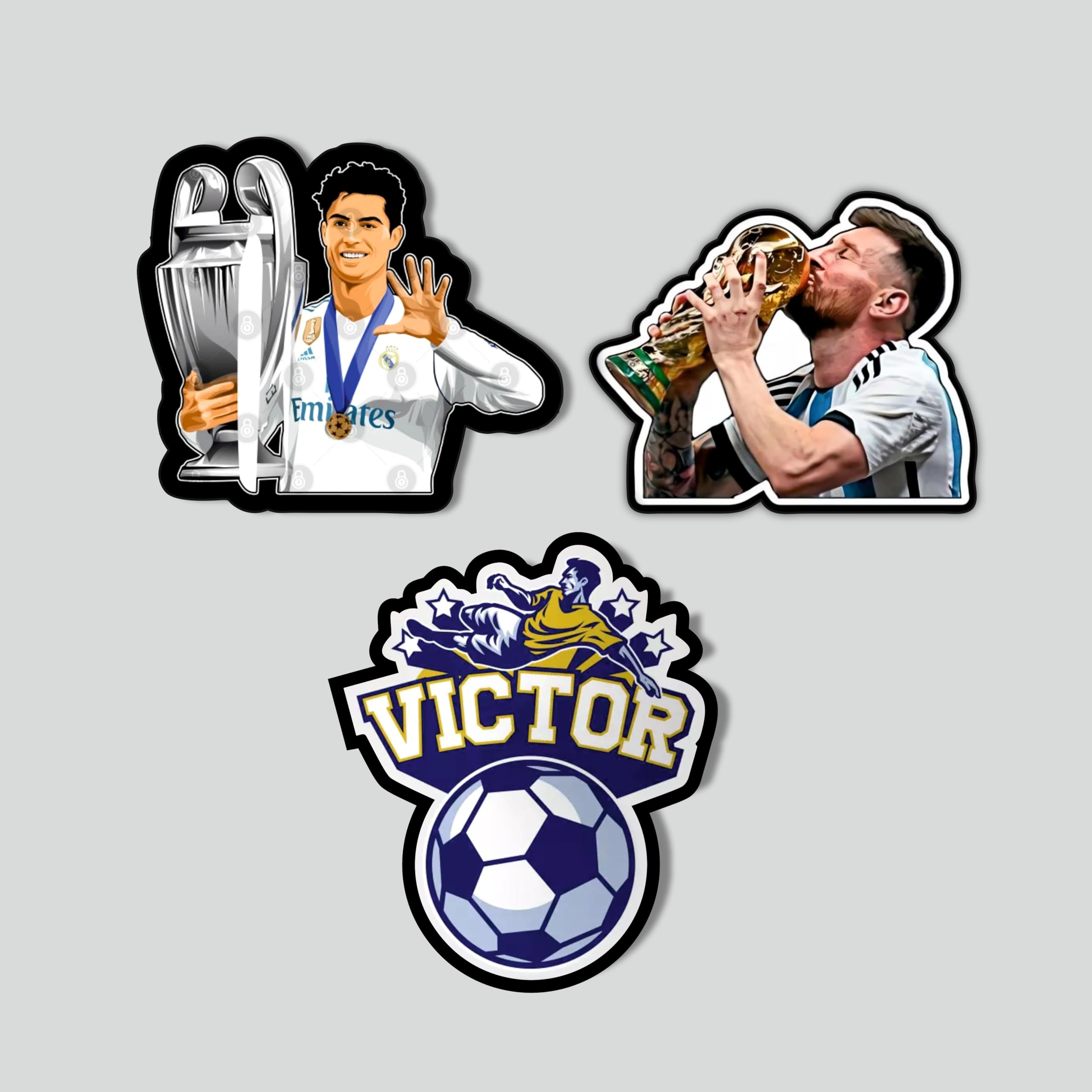 Amazingily Lionel Messi and Ronaldo Football Fridge Magnets- Set of 3 | Travel Souvenir | Refrigerator Magnet | Gifts | Decorative Items for Kitchen Fridge Magnets Set | Multicolor (FM_37)
