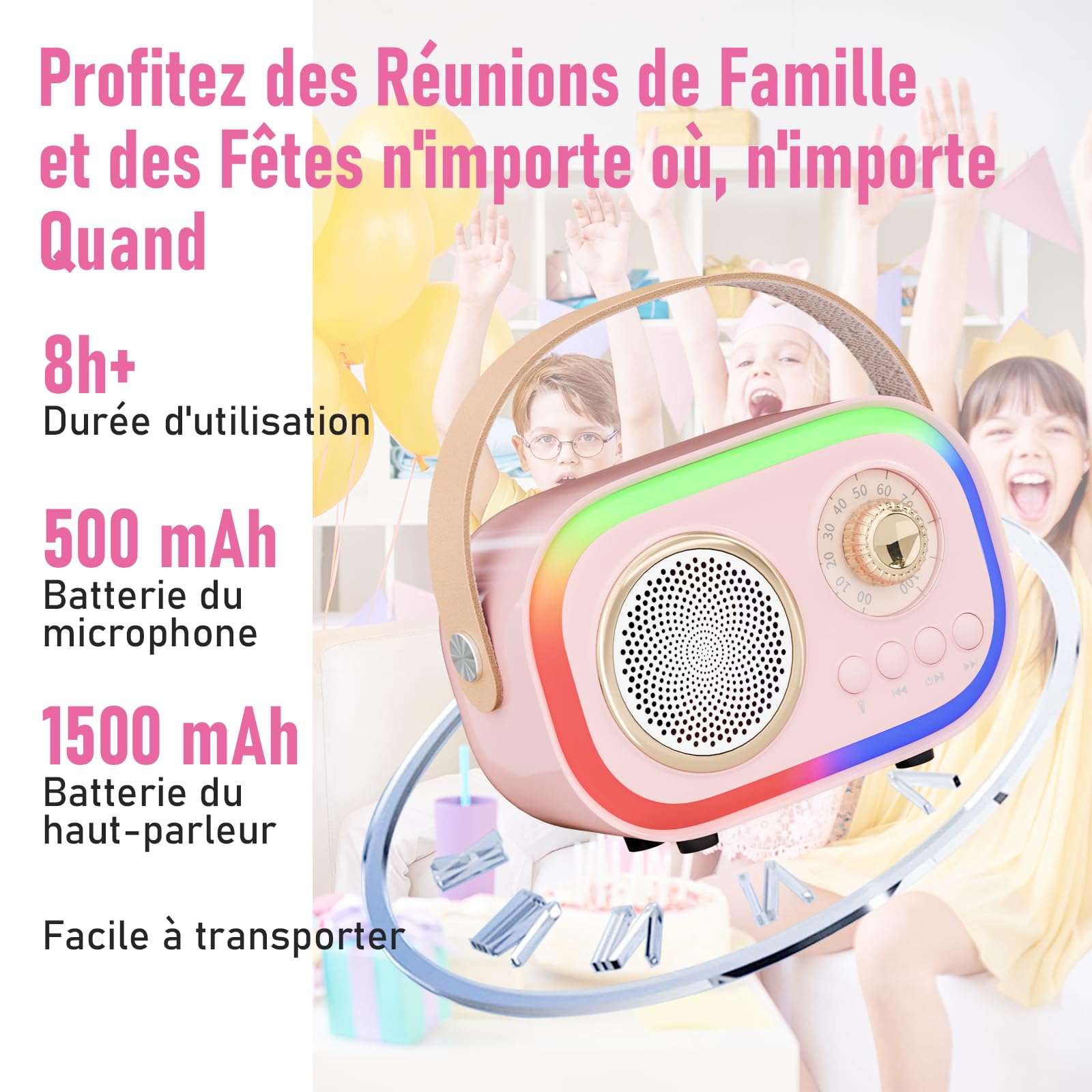 Micro Karaoke Enfant, Cadeau Fille 4-12 Ans Anniversaire Jouet Fille 3-12 Ans Microphones