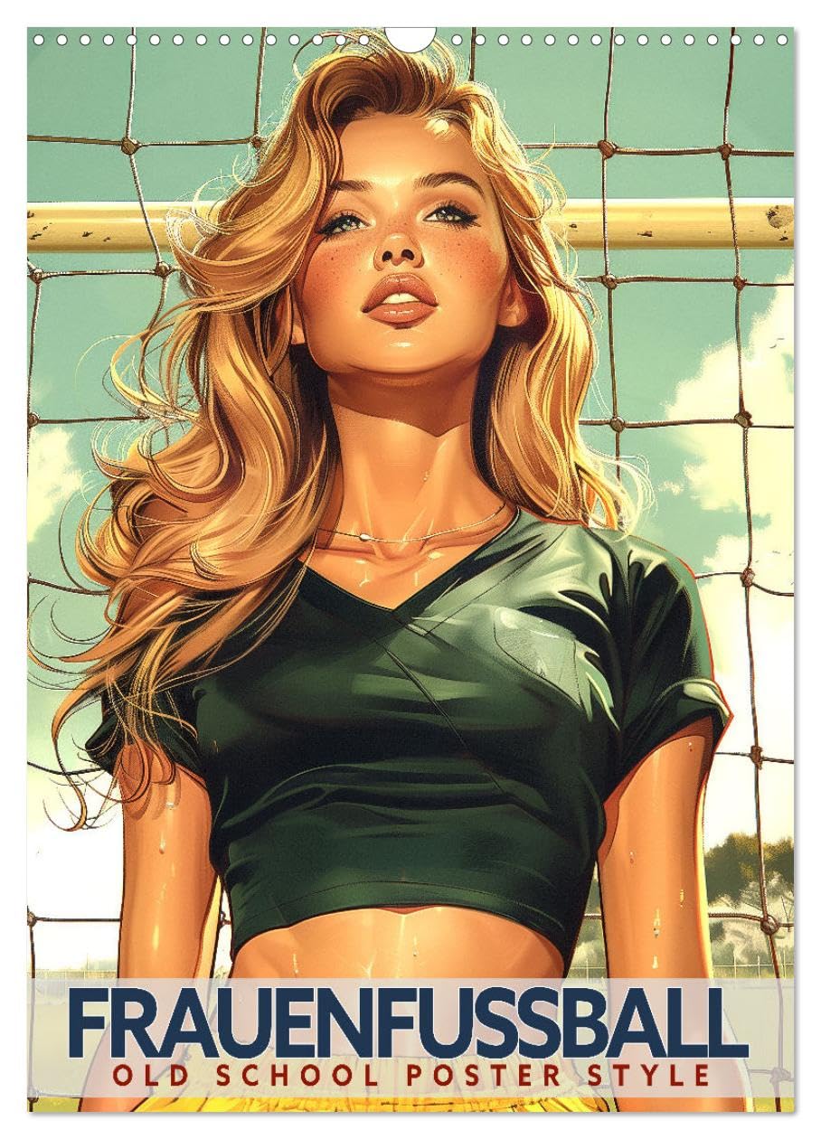 Women's soccer - old school poster style UK-Version (Wall Calendar 2026 DIN A3 Portrait), CALVENDO 12 Month Wall Calendar