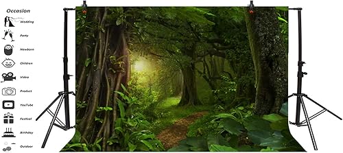 Miniatura 3 de Telón de fondo de fotos de cuento de hadas de 9 x 6 pies para niños, fiesta de cumpleaños, eventos, decoración de bosque perenne, selva, paisajes