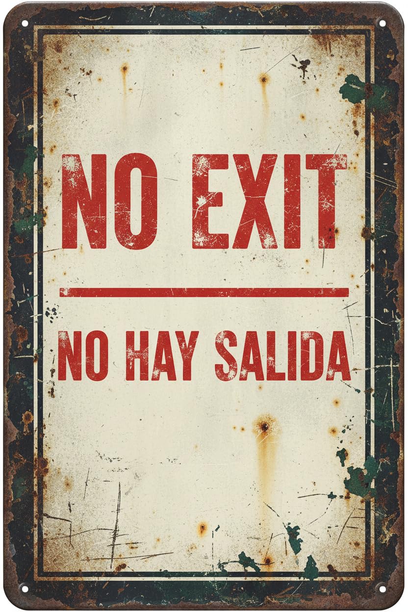 Wall Decor Bilingual Safety Sign-no Exit/no Hay Salida Metal Sign 8x12Inch Clear Signage For S, Fences Vintage Signs Aluminum Plates Printed