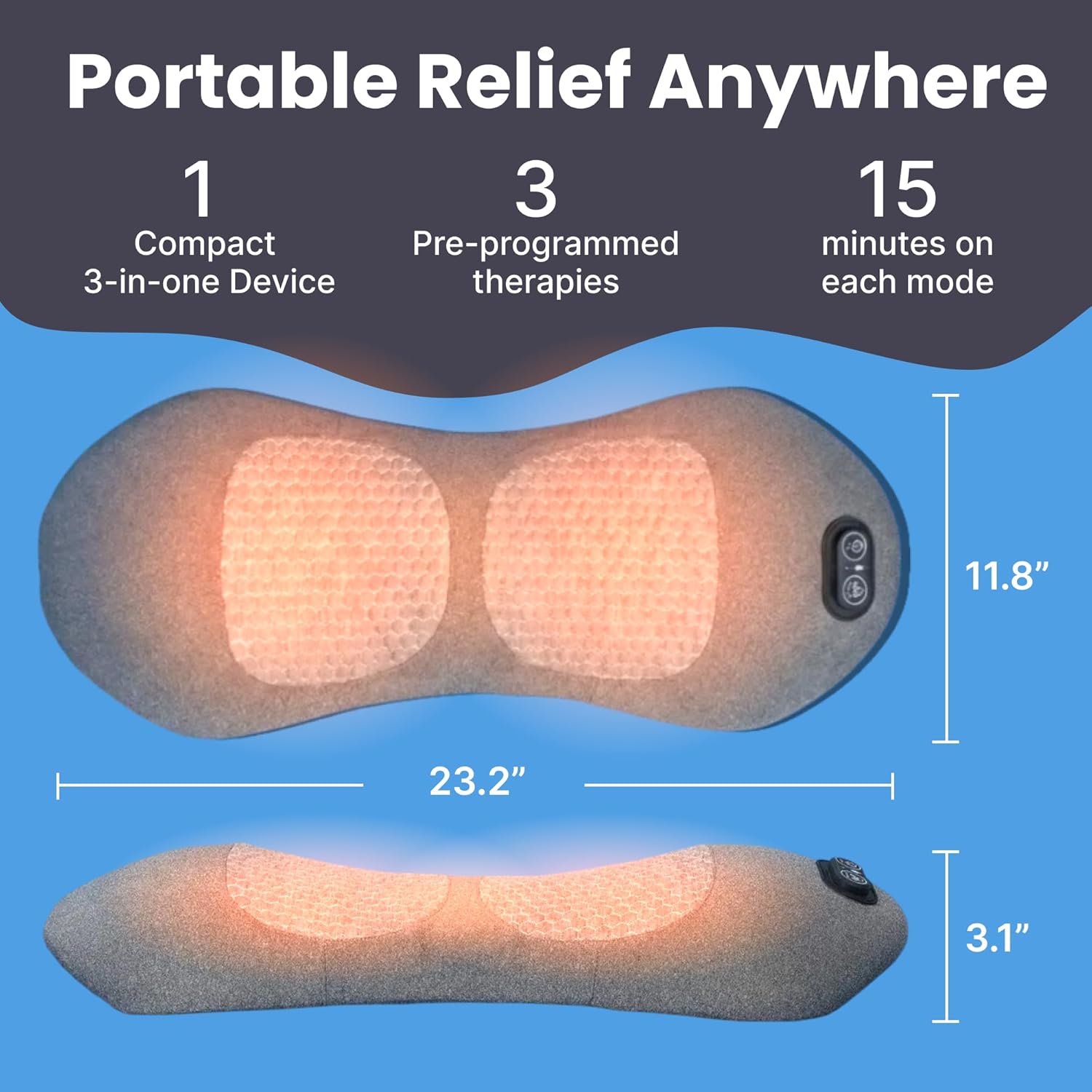 CALLIXE Original TheraPillow for Lower Back | Electric Traction Massager Pillow | Deep Tissue Massage for Muscle Knots, Pain Relief & Relaxation | Heated & Vibrating | Suitable for Both Men & Women