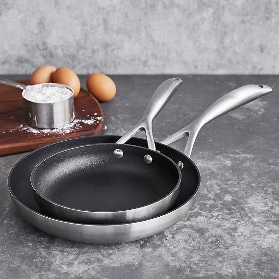 Scanpan CS+ 2-Piece Nonstick Fry Pan Set (8 & 10 1/4 inch) Compatible with All Cooktops, Induction Ready, Metal Utensil Safe, Oven Safe to 500F, Dishwasher Safe