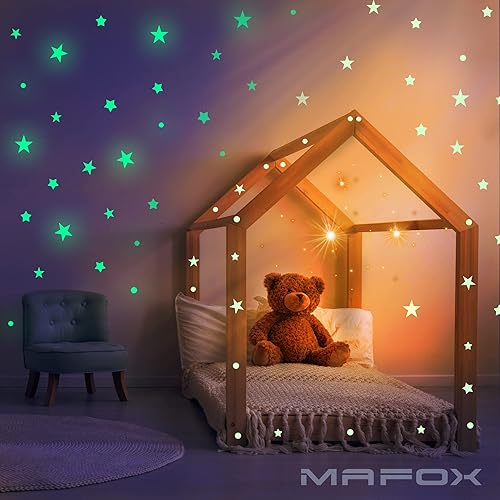 Miniatura 3 de Estrellas que brillan en la oscuridad para techo o pared, calcomanías de pared brillantes, kit de decoración de habitación, juego de estrellas