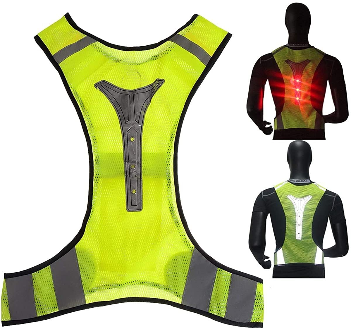 Gilet de grande visibilité, gilet de sécurité réfléchissant LED avec bandes réfléchissantes à LED for les activités de circulation extérieure de nuit en cours d'exécution, cyclisme, marche et travail