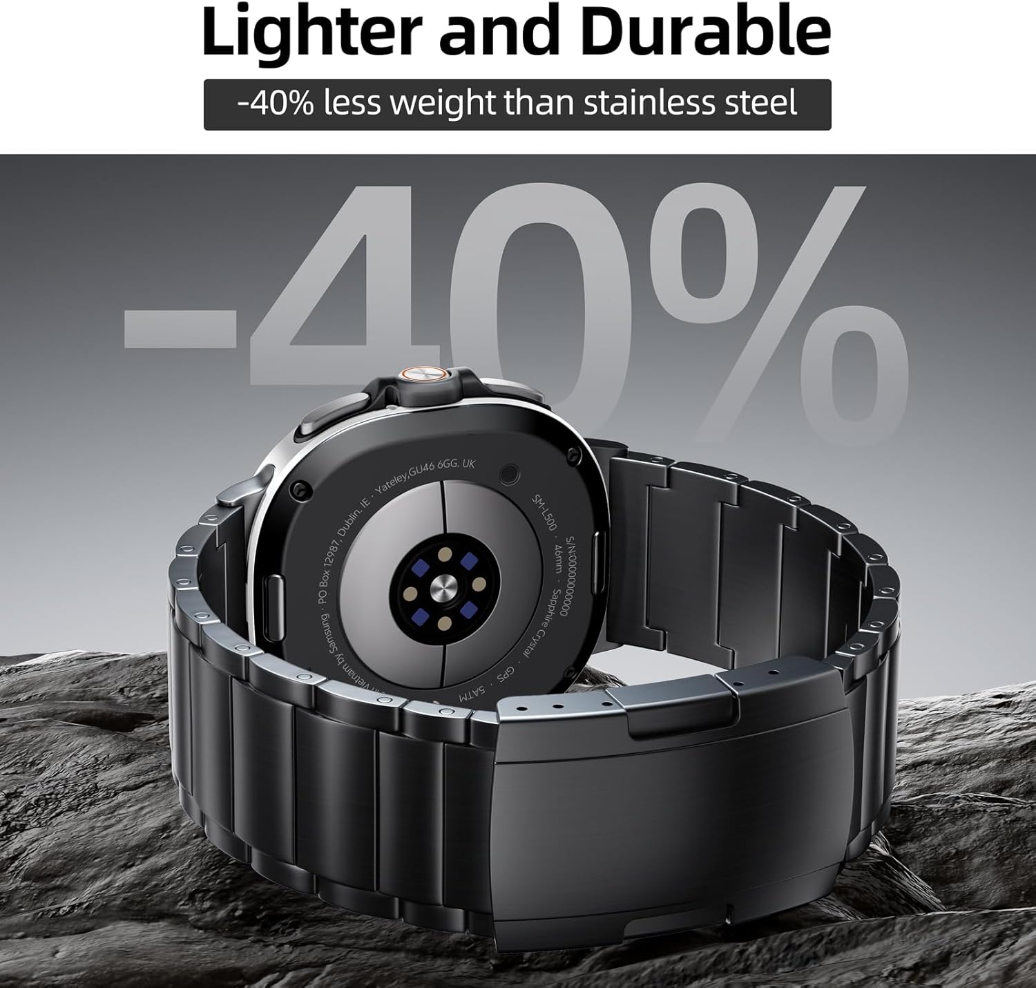 LULULOOK Titanium Watch Band for Samsung Galaxy Watch 8 40mm 44mm & 8 Classic 46mm 2025, Adjustable Titanium Metal Watch Band Strap with Removal Tool, Folding Clasp for Men Women
