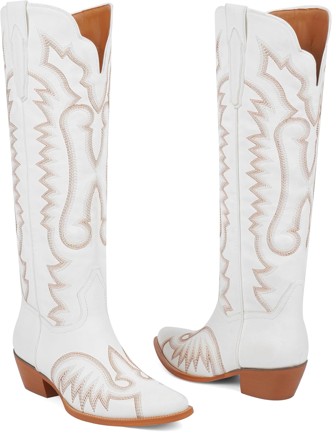 Womens Cowboy Boots Knee High Cowgirl Boots Chunky Heel Embroidery Western Boots for Women - Image 5