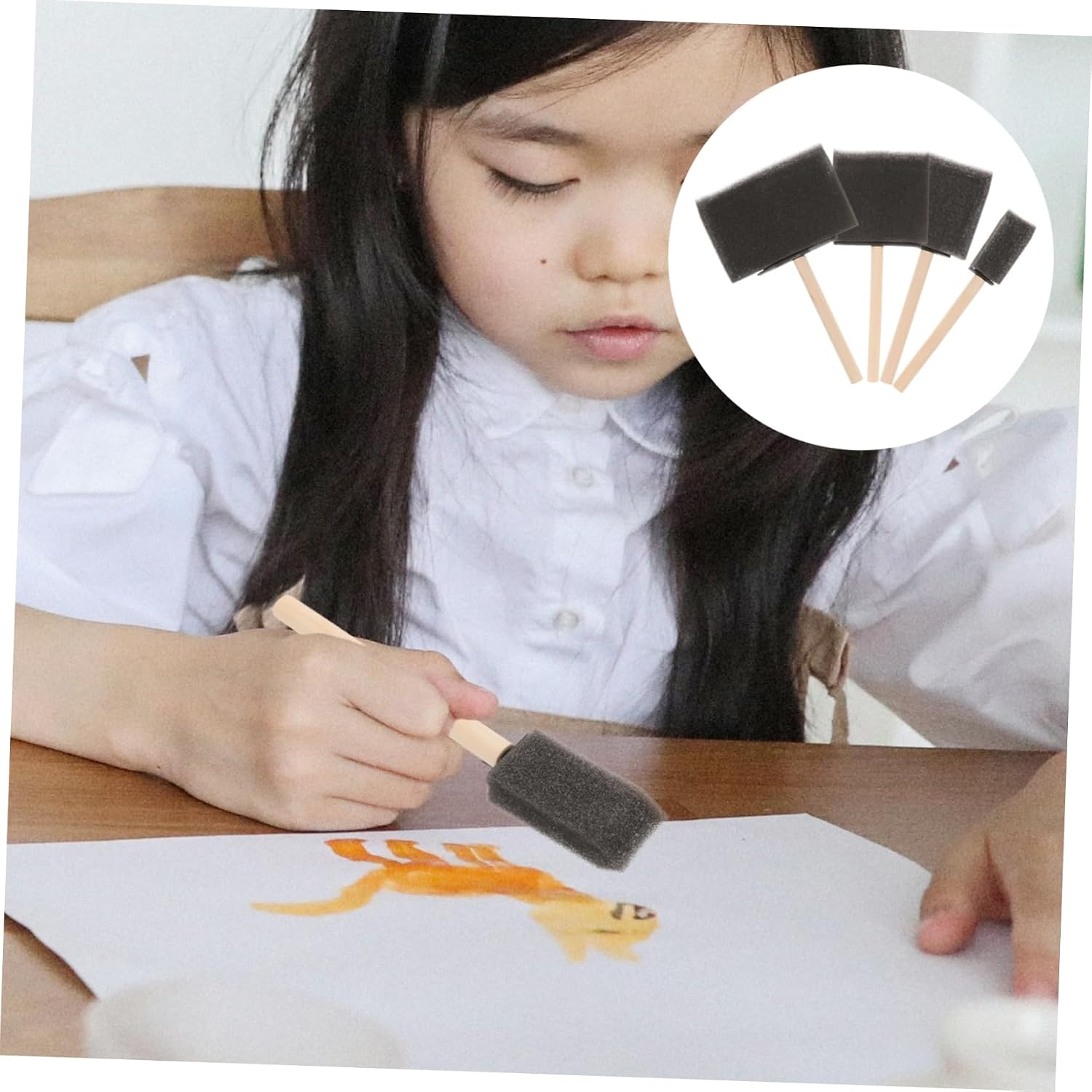 4pcs Sponge Paint Brushes Sturdy Wooden Handles for Art and Projects Versatile Painting Sponges for Boys and Girls and Adults for Home Decor and Crafting
