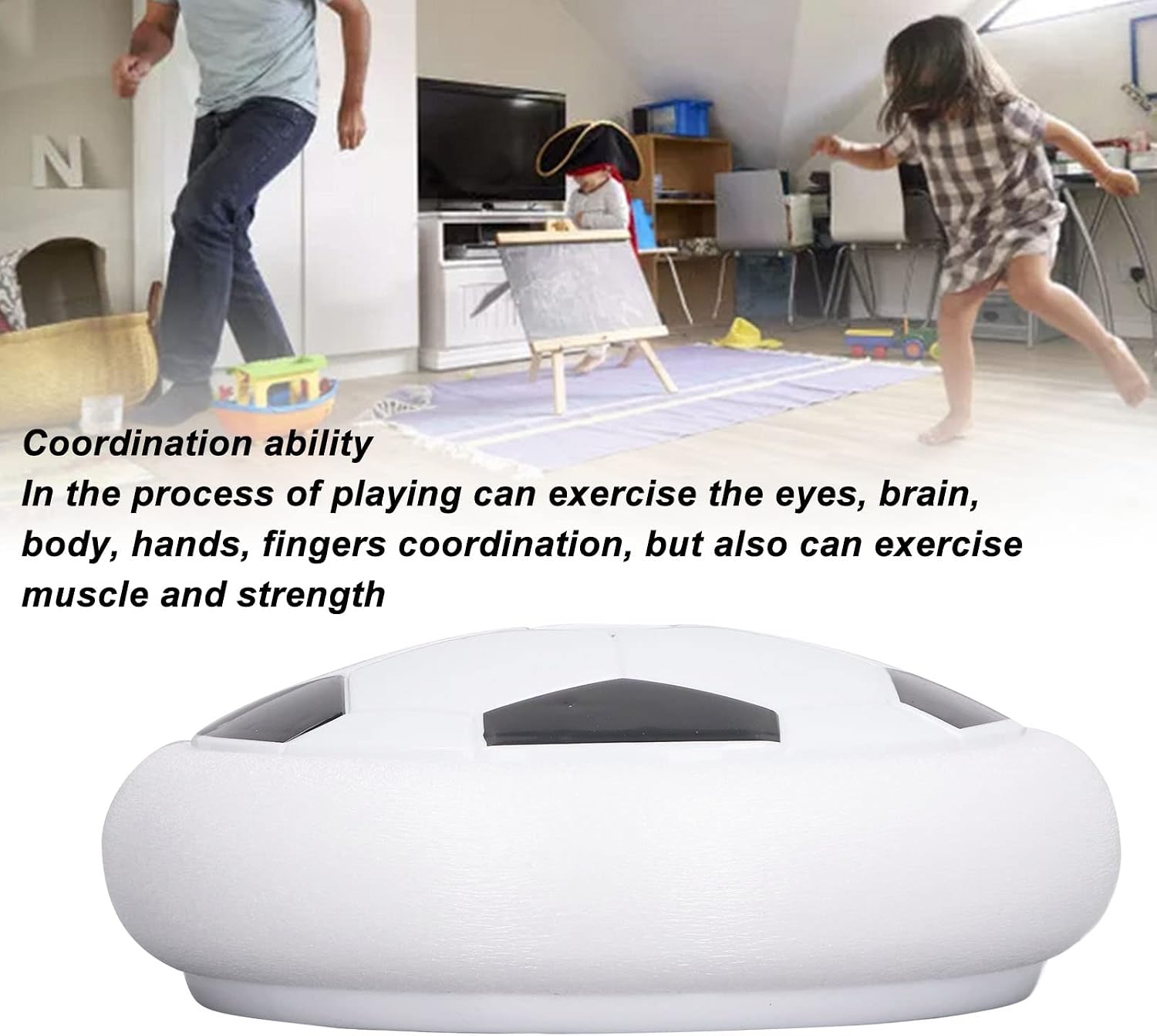 Tbest LED Hover Soccer Ball, Floating Football Interactive Toy with Colorful LED Light Soft Foam Bumper (White image 4