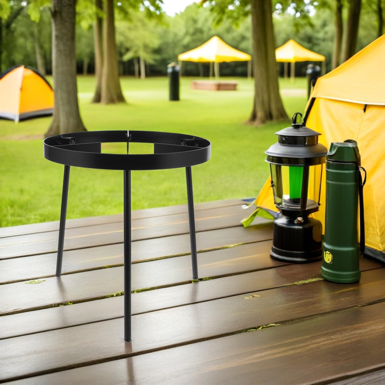 Alasum Trípode para Cocinar al Aire de Hierro Fundido Negro Portátil y Resistente Soporte Multifuncional para Fogata Camping Barbacoa y Picnic Fácil de Montar y Transportar