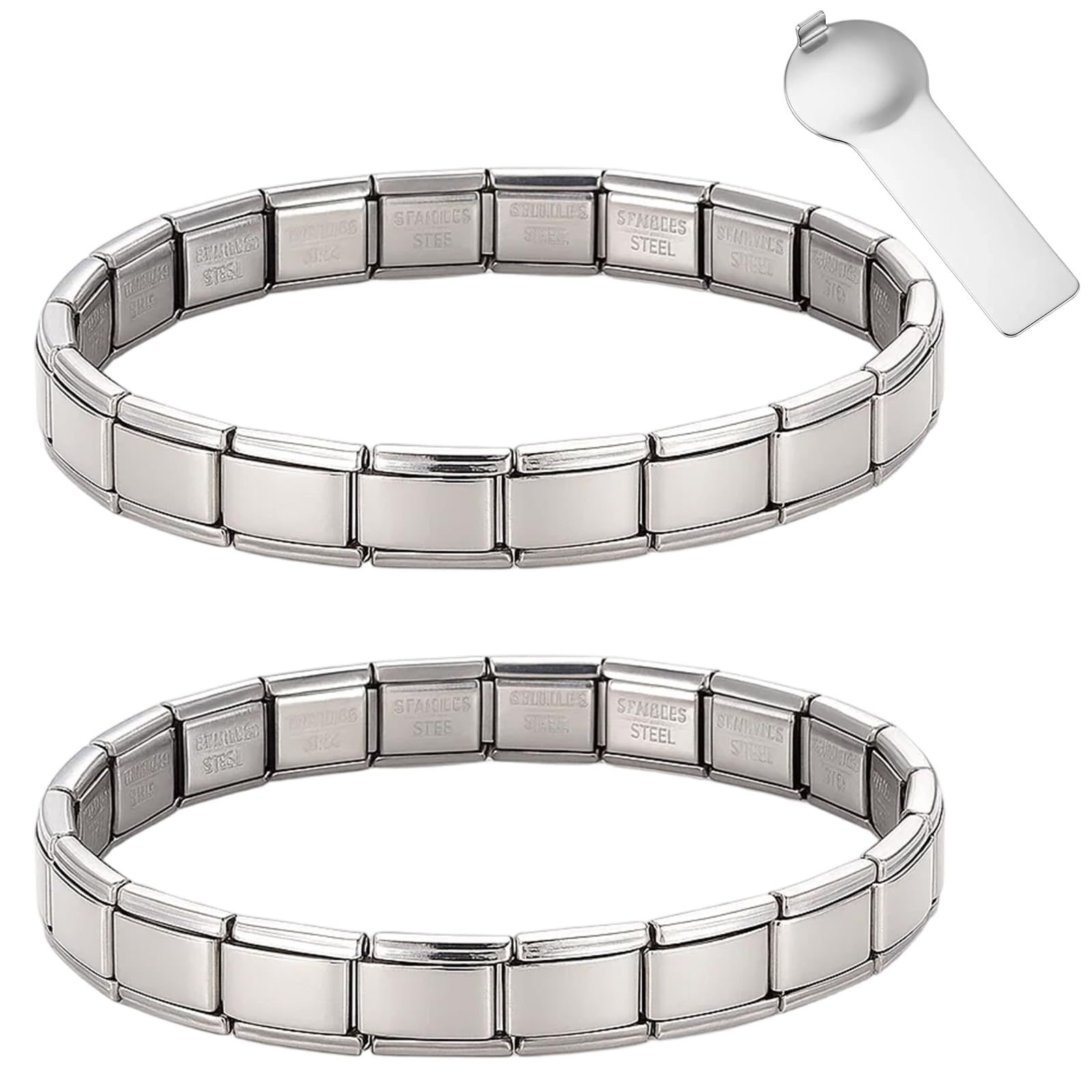 2PCS 9mm Italian Charm Bracelet Starter Set, Stainless Steel Classic Link Bracelet for Women Men, Adjustable 6.75-8 inch, 18+3 Links with Connector Tool – Multiple Colors-picture-45
