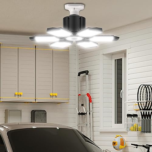 Miniatura 2 de BRAINIAC 100W Super Bright LED Garage Light Bulb, Garage Lights Ceiling Led with 5 Adjustable Panels, E26E27 Screw-in Deformable Garage Lights for